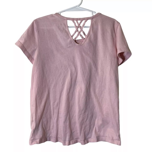 Old Navy Light Pink Girls T Shirt Medium 8 Strappy Back Softest Tee Short Sleeve - Picture 2 of 7